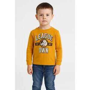 365 Kids Boys' Ribbed Long Sleeve Graphic Shirt Mustard Yellow, Size 8